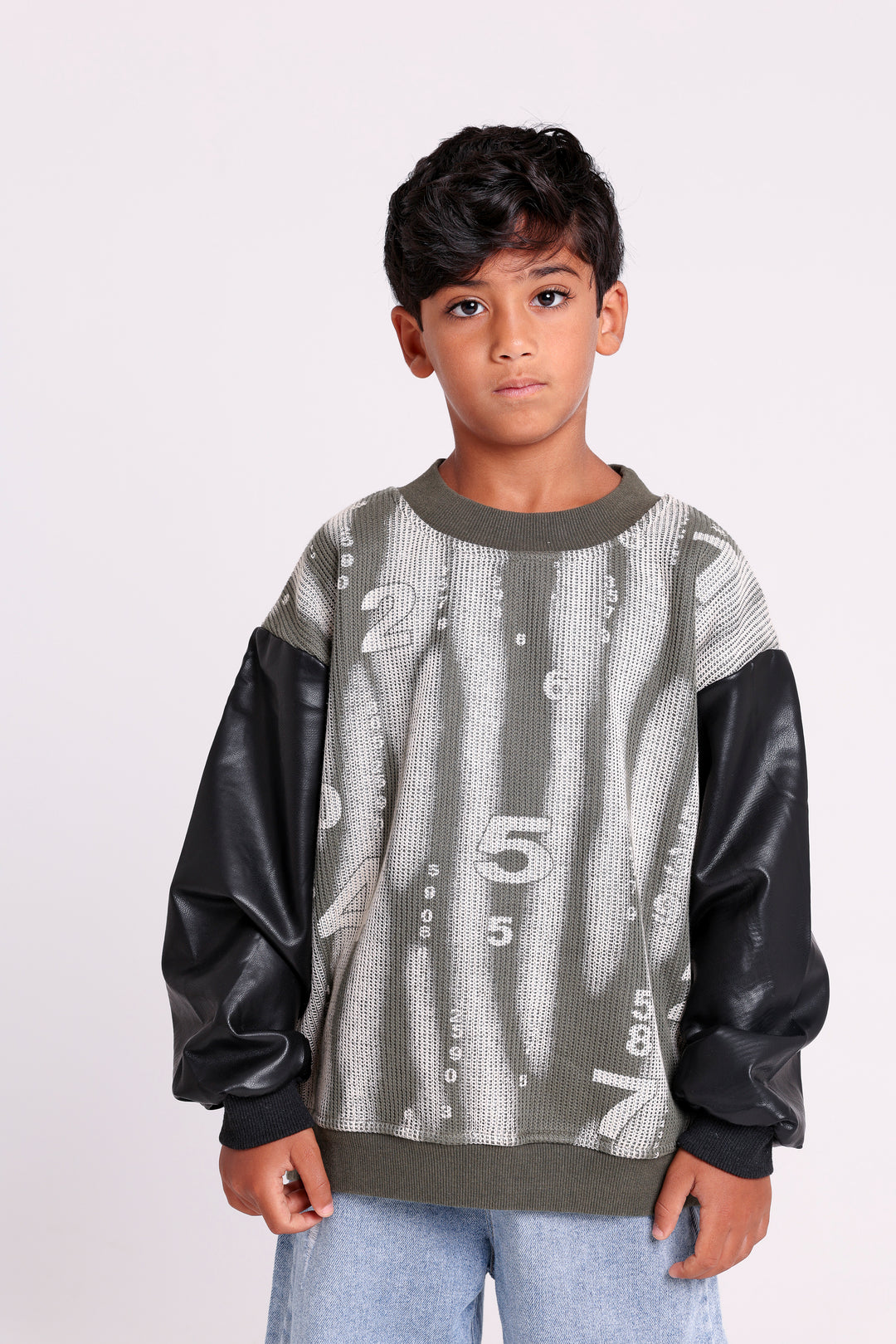 Striped Numbers Knit Sweat SHIRT