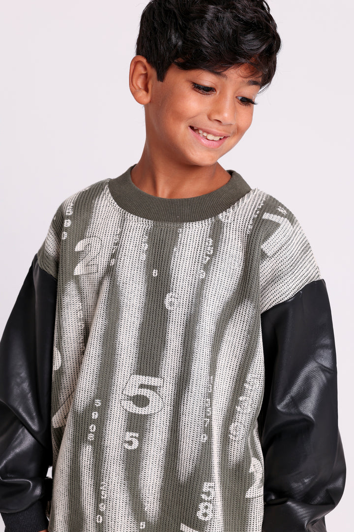 Striped Numbers Knit Sweat SHIRT