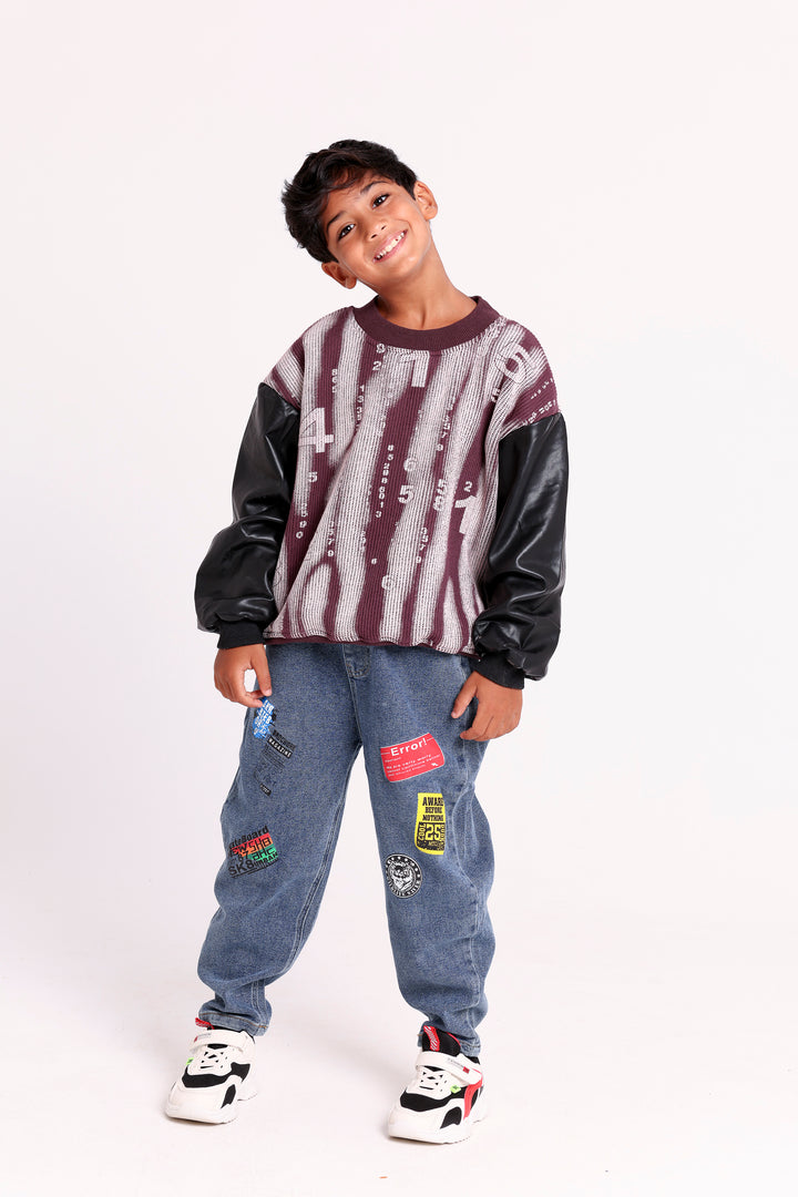 Striped Numbers Knit Sweat SHIRT