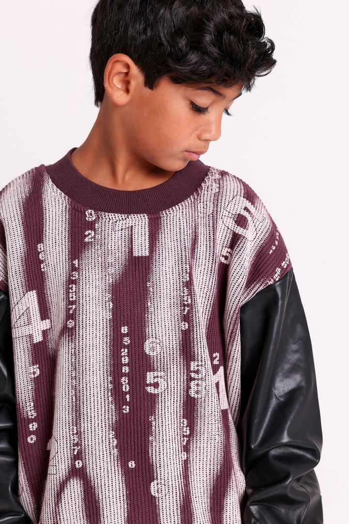 Striped Numbers Knit Sweat SHIRT