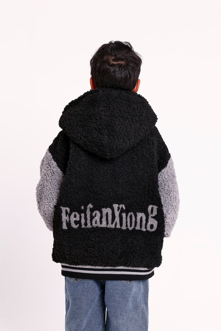 Fuzzy Hooded Zip Jacket