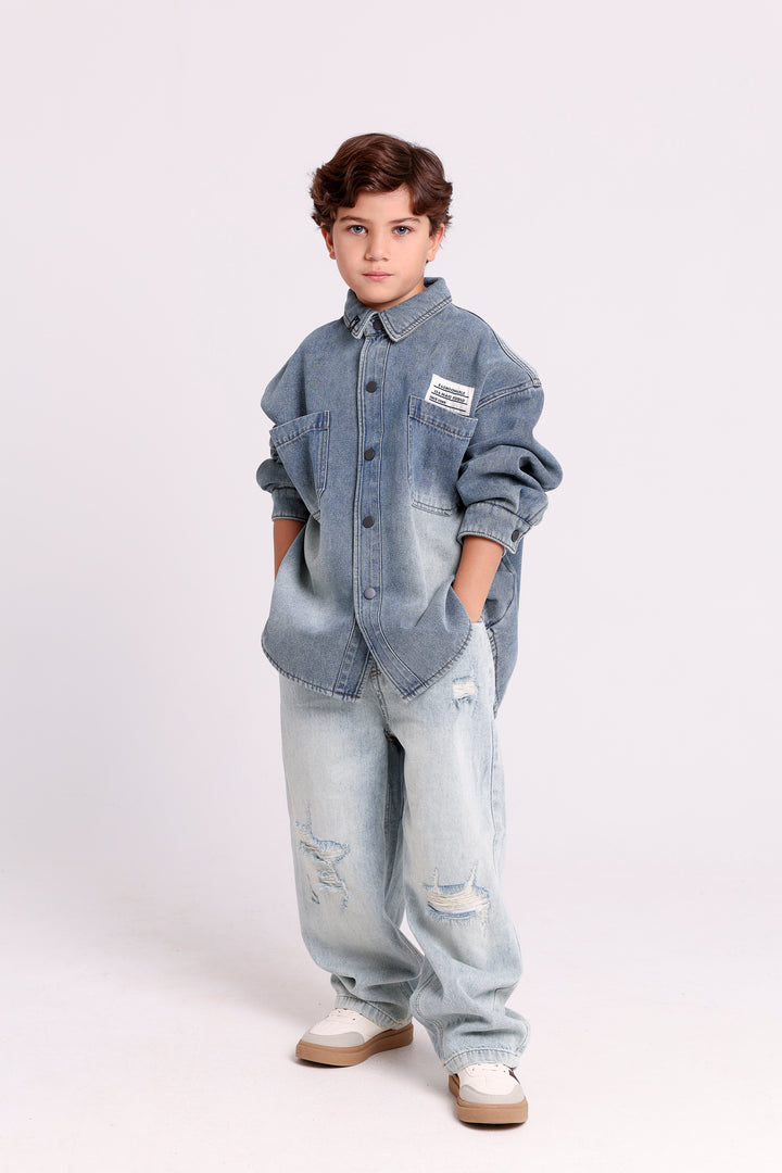Casual Button-Up Denim Shirt