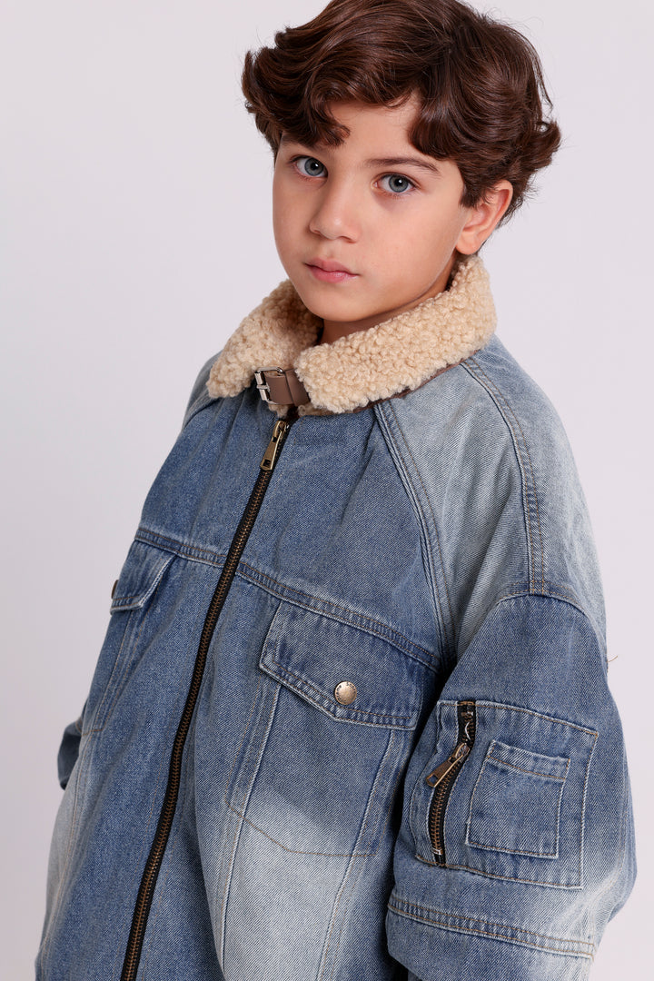 Sherpa Collar Denim Jacket