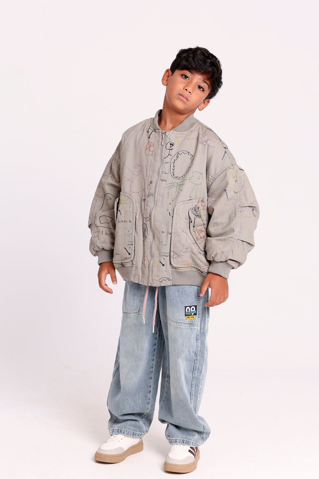 Doodle Print Zip Jacket