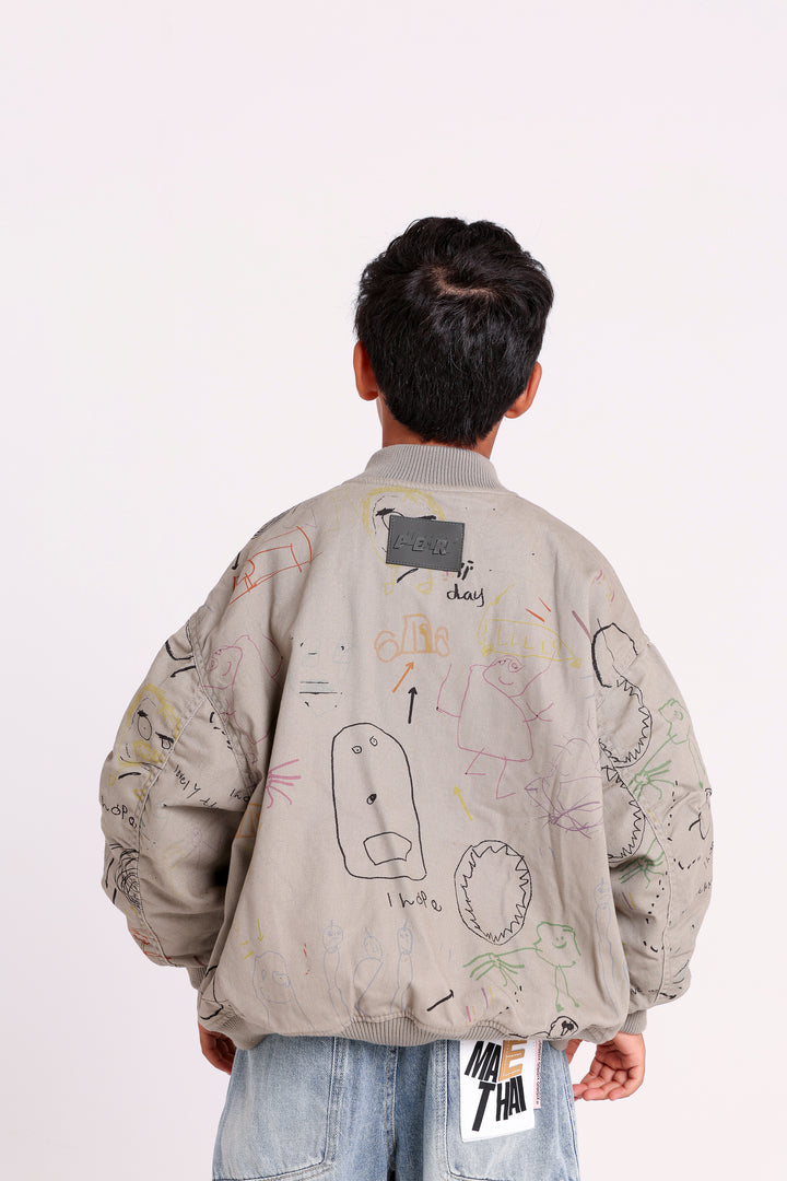 Doodle Print Zip Jacket
