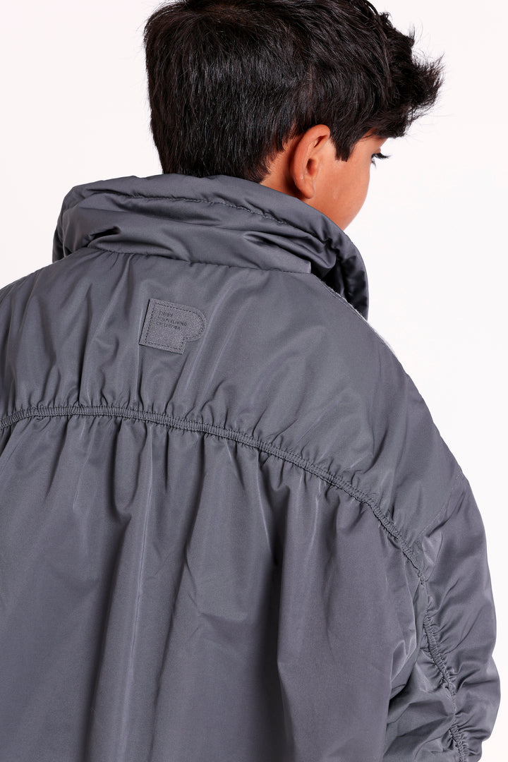 Mixed Fabric Pocket Jacket