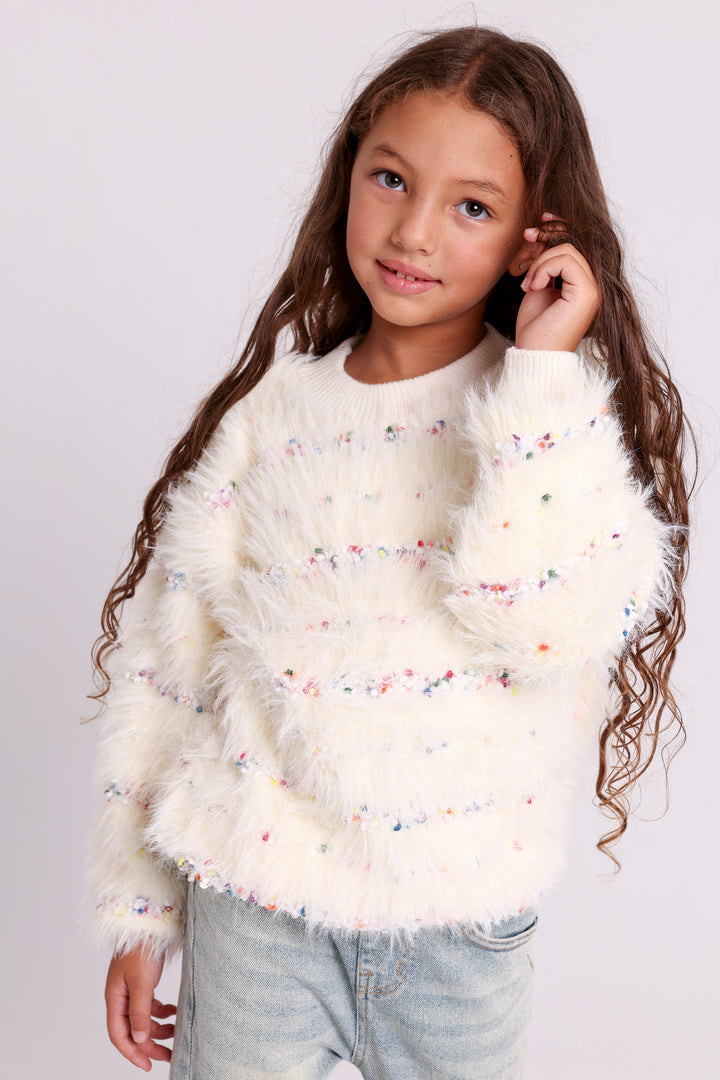 Confetti Stripe Furry Pullovers