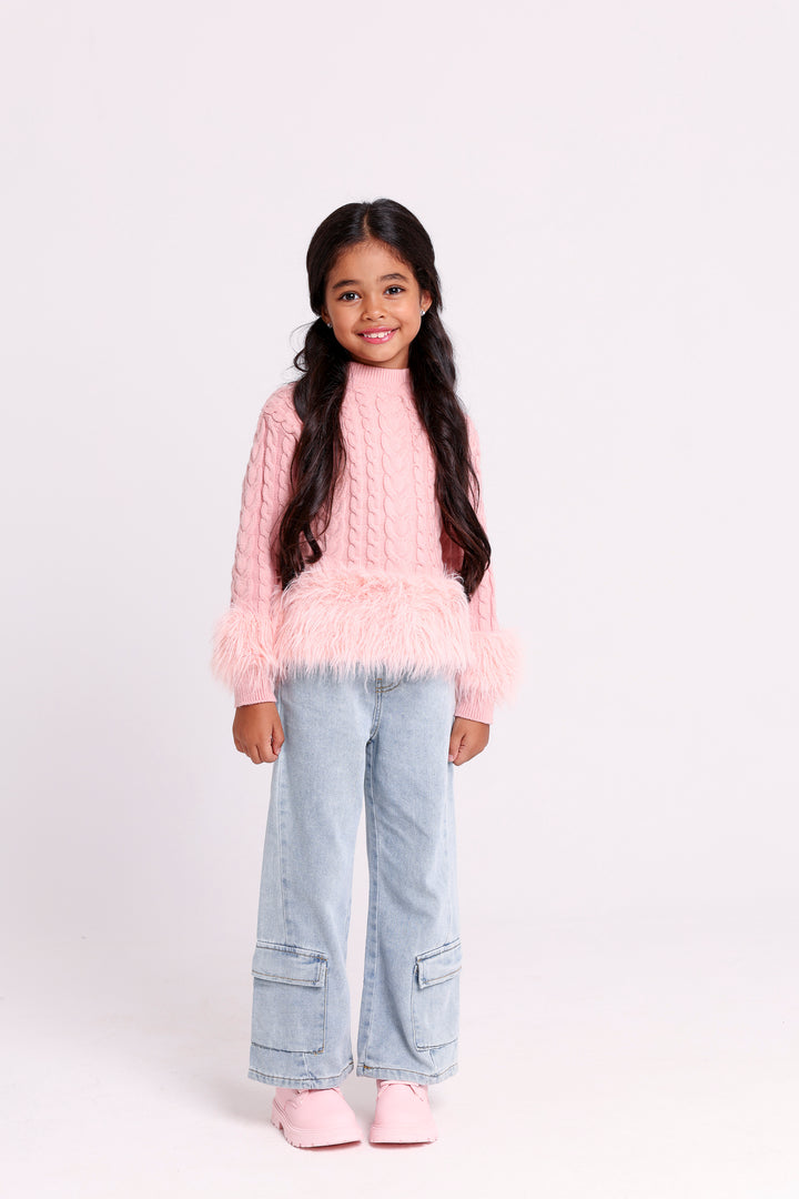 Cable Knit Furry PULLOVER