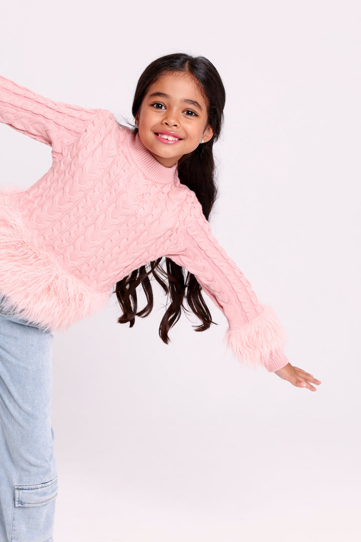 Cable Knit Furry PULLOVER