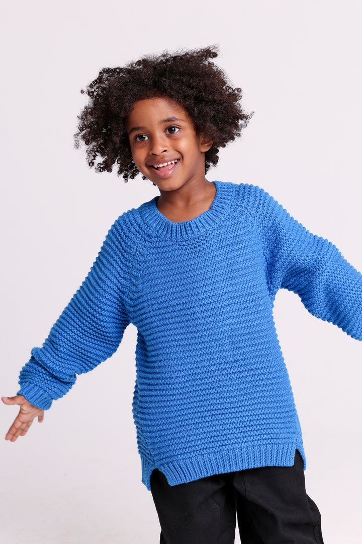 Solid Blue Knit PULLOVER
