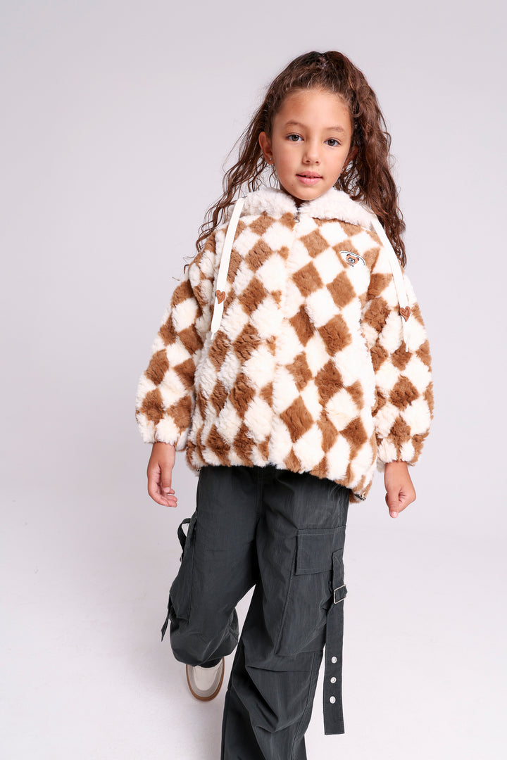Diamond Pattern Fuzzy JACKET