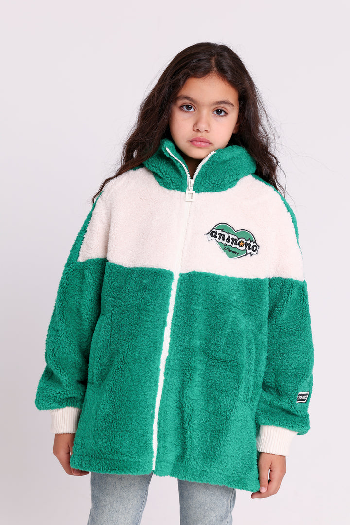 Soft zip hoodie with heart patch