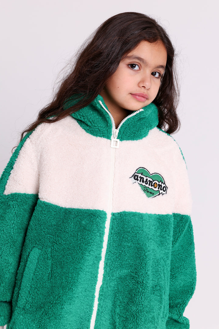 Soft zip hoodie with heart patch