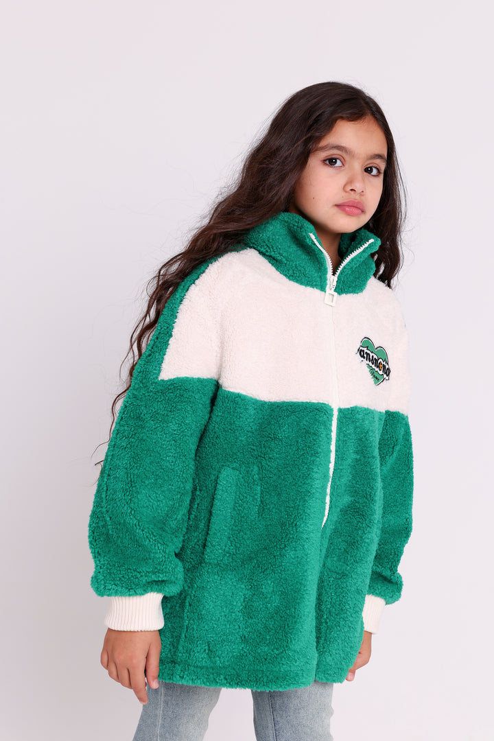 Soft zip hoodie with heart patch
