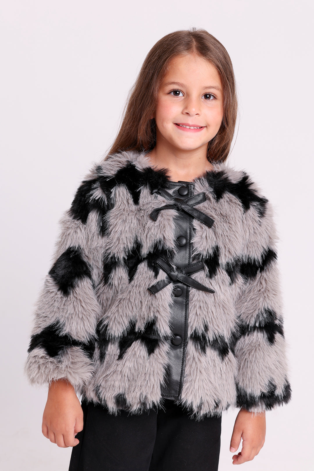 Playful faux fur JACKET with bold pattern