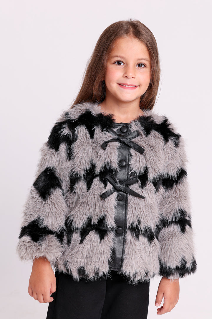 Playful faux fur JACKET with bold pattern