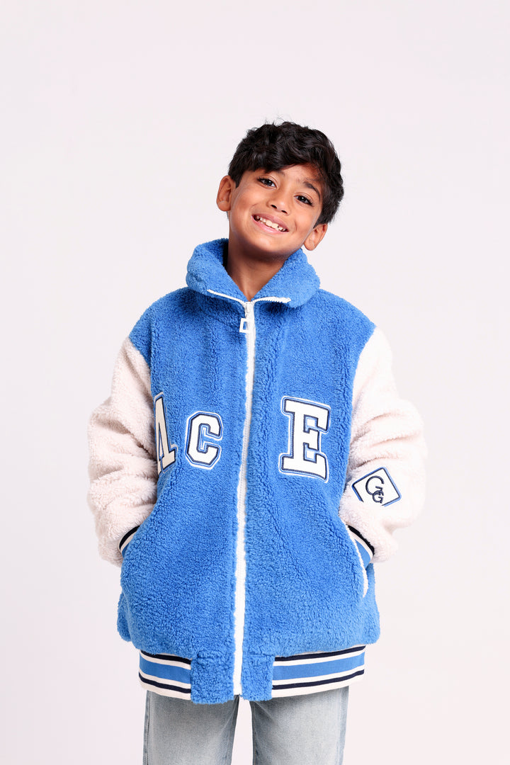 Cheerful lettered fleece JACKET