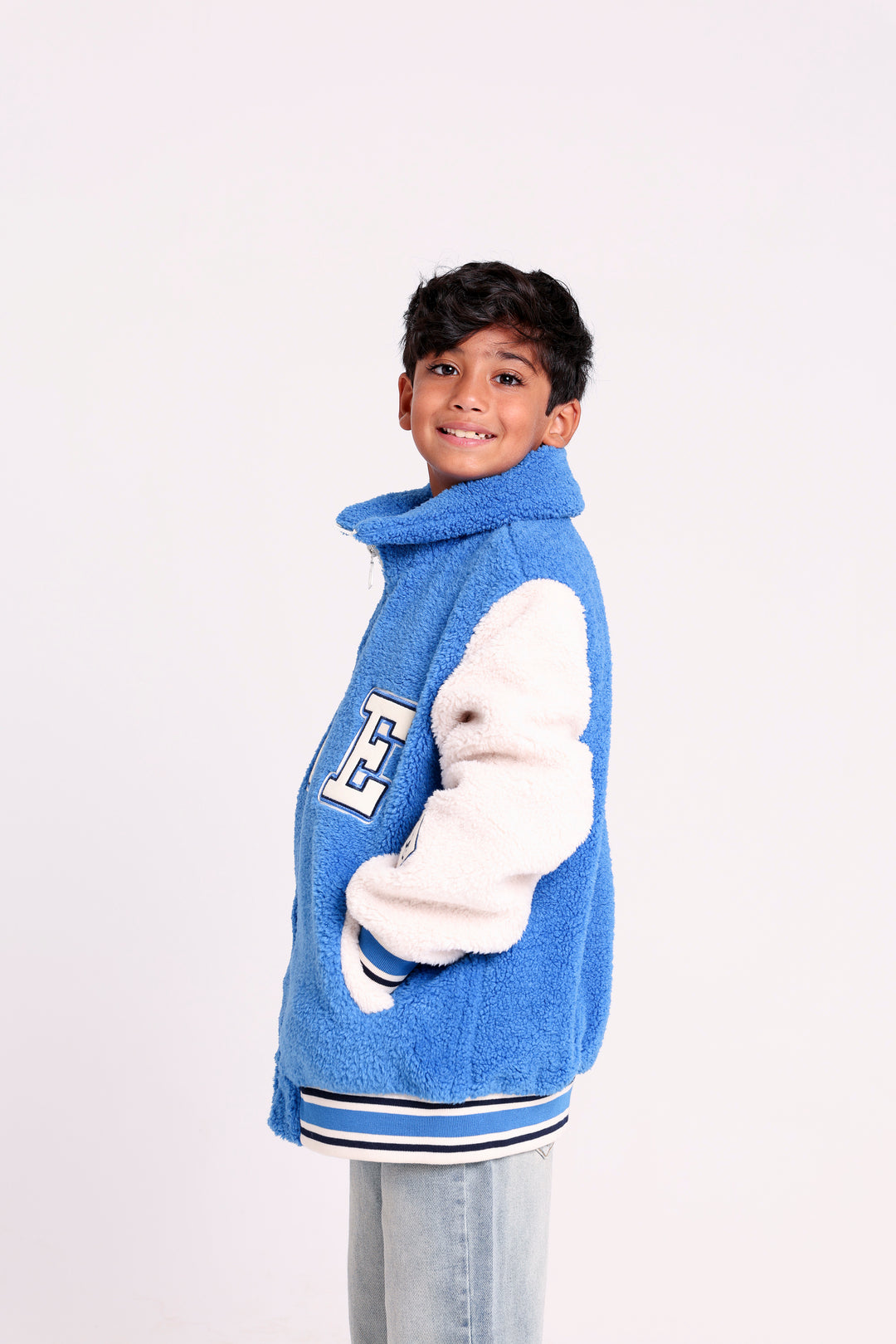 Cheerful lettered fleece JACKET