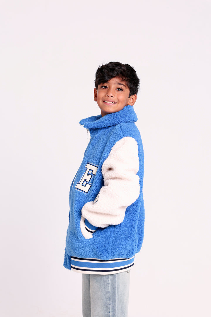 Cheerful lettered fleece JACKET