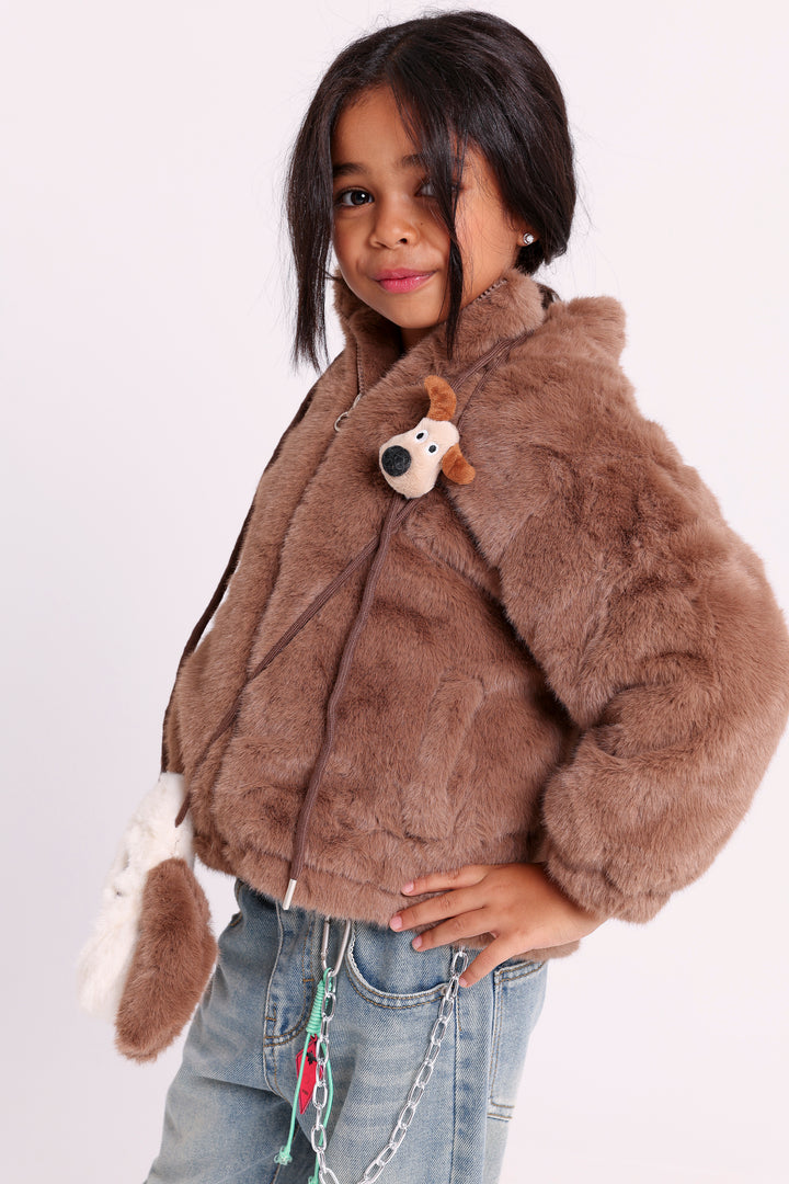 Fun puppy themed fur JACKET