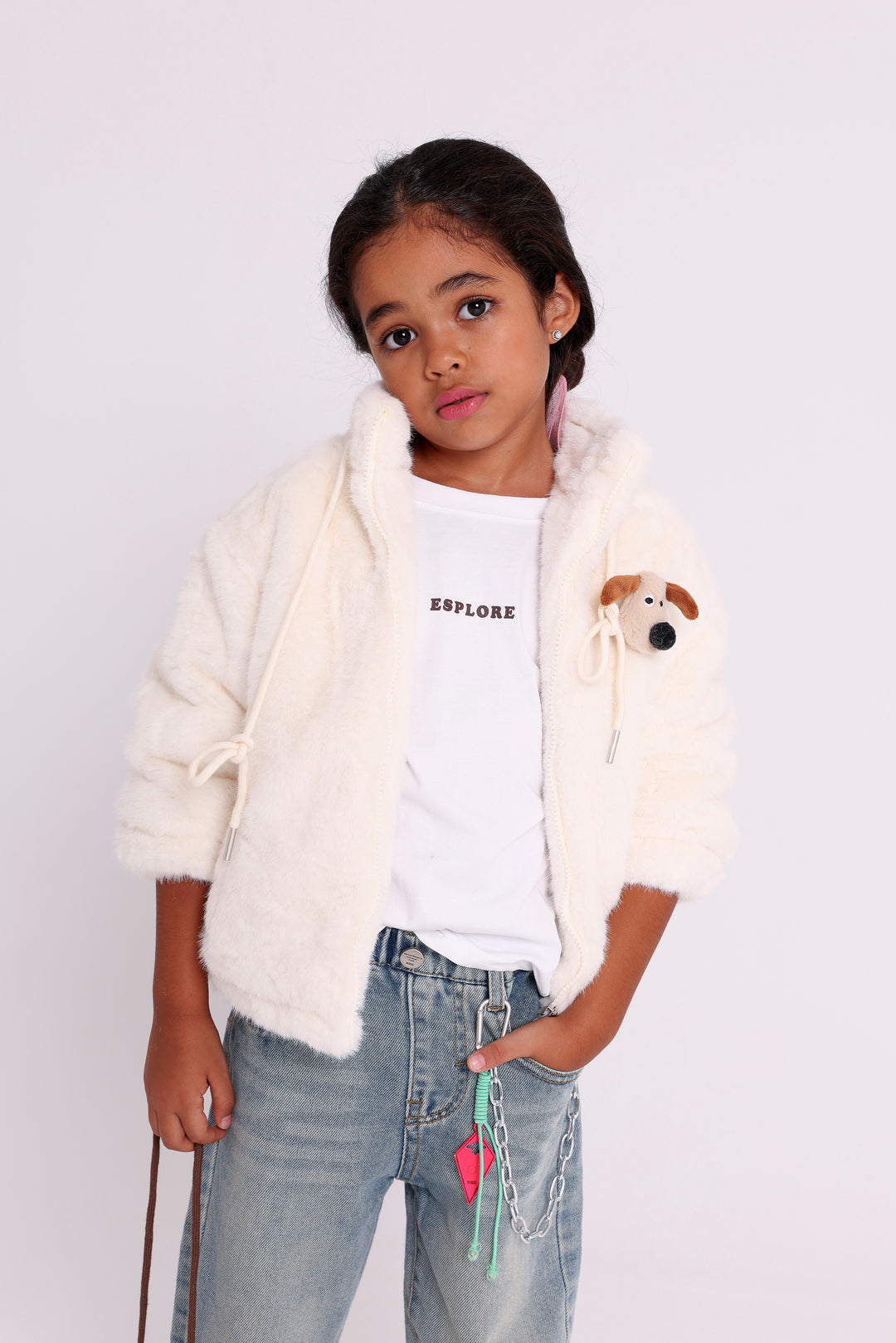 Fun puppy themed fur JACKET
