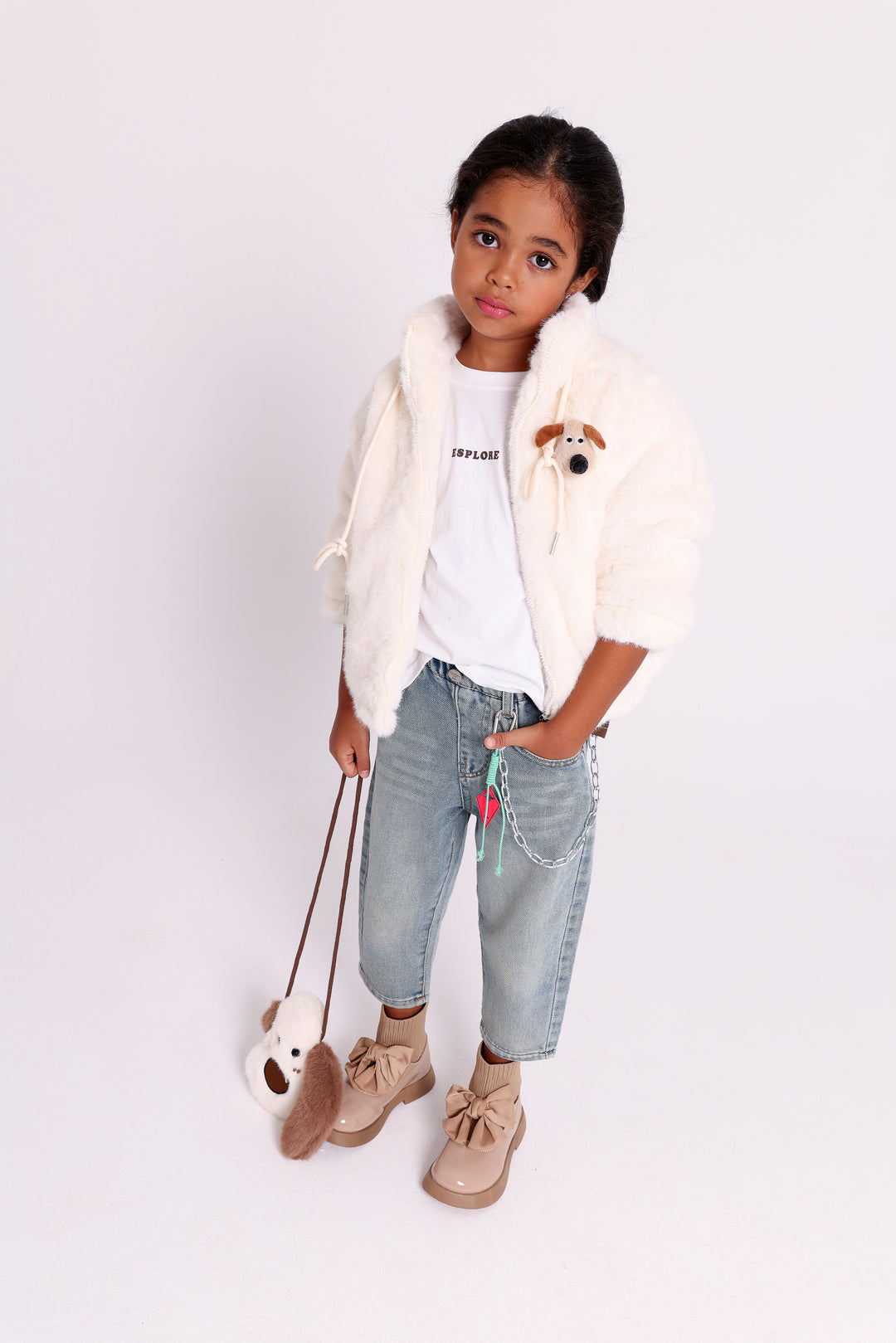 Fun puppy themed fur JACKET