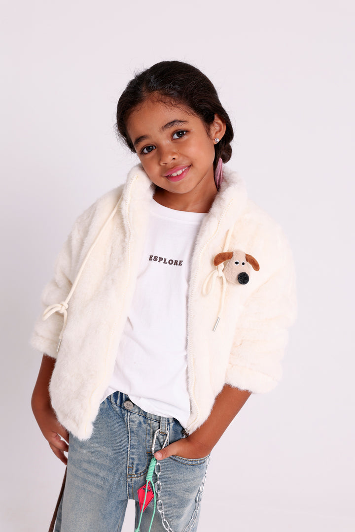 Fun puppy themed fur JACKET