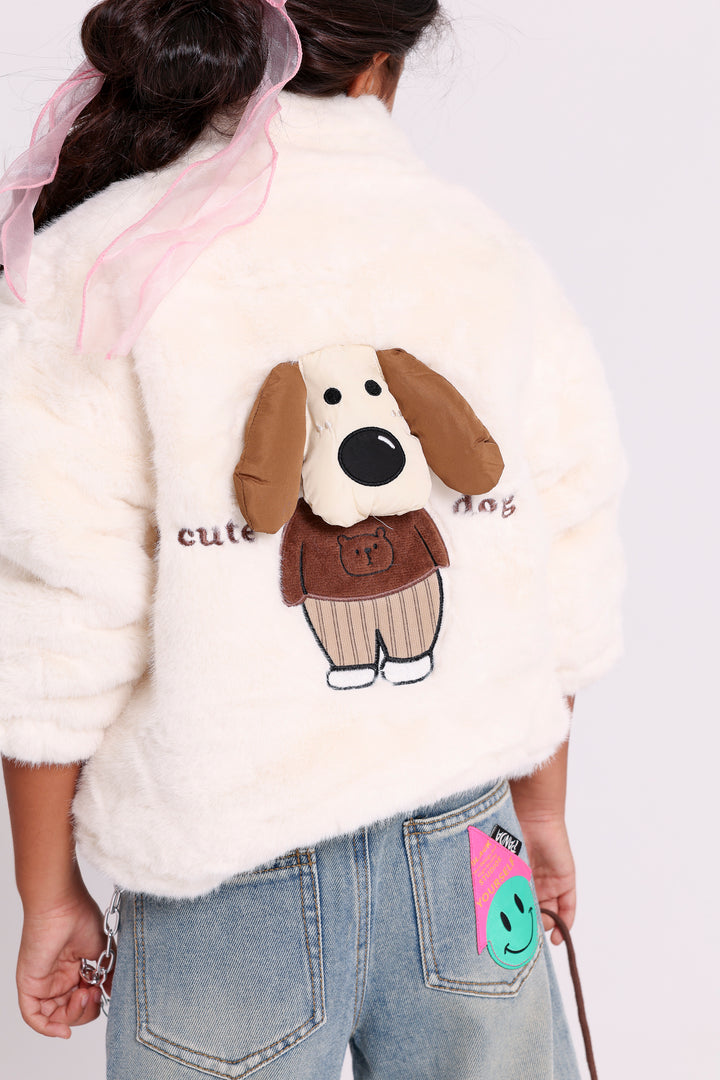 Fun puppy themed fur JACKET