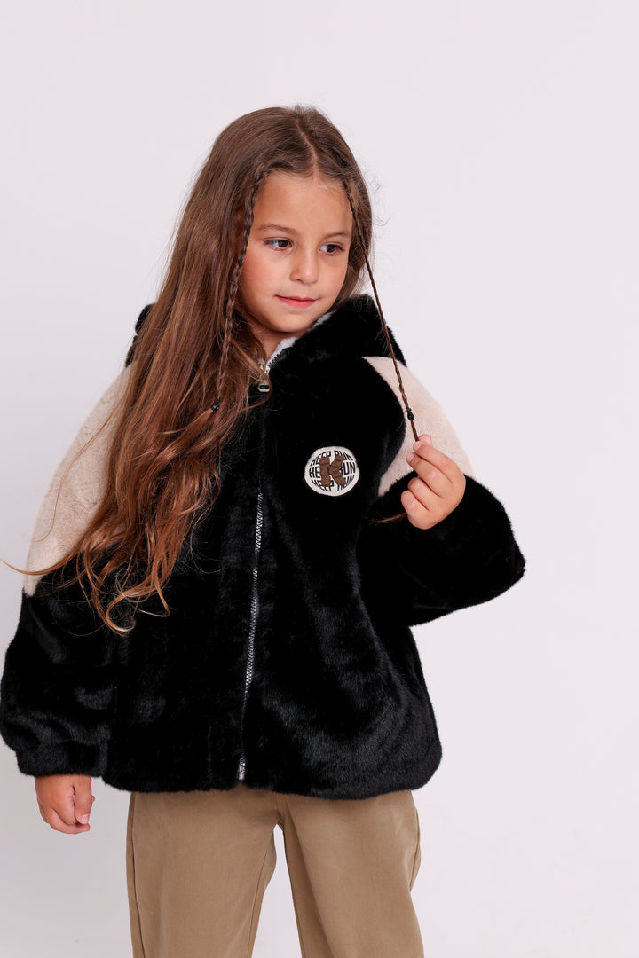 Snug fleece JACKET with logo patch