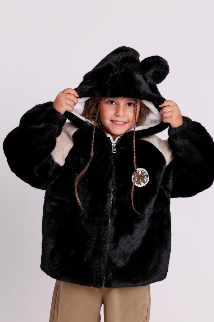 Snug fleece JACKET with logo patch