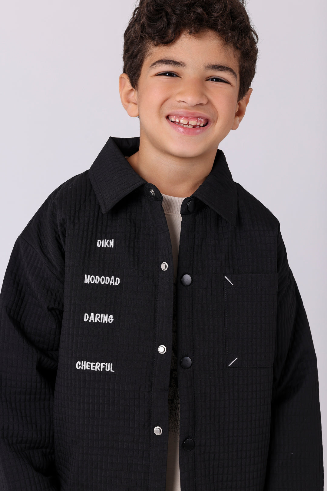Bold Lettered Waffle-Texture Shirt