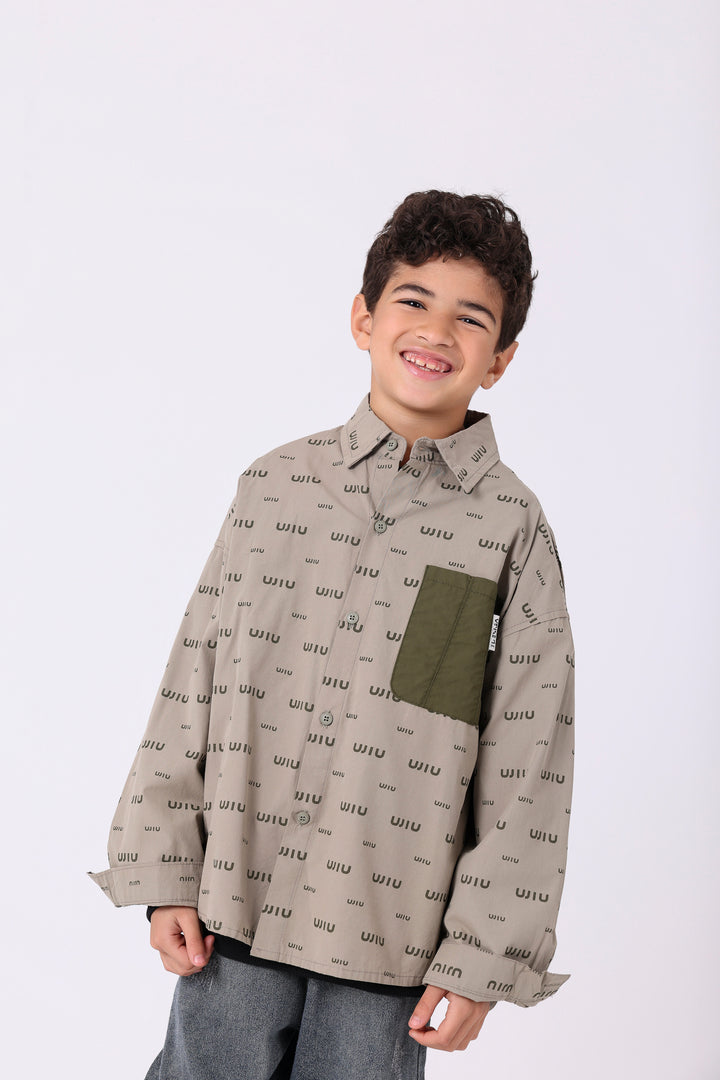 Trendy Monogram Motif Button-Down