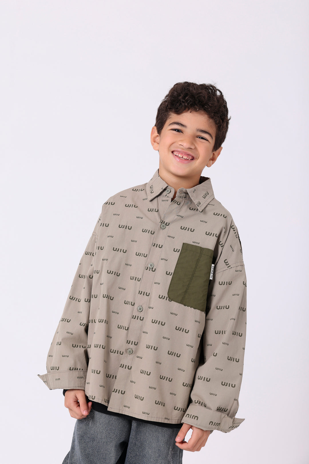 Trendy Monogram Motif Button-Down