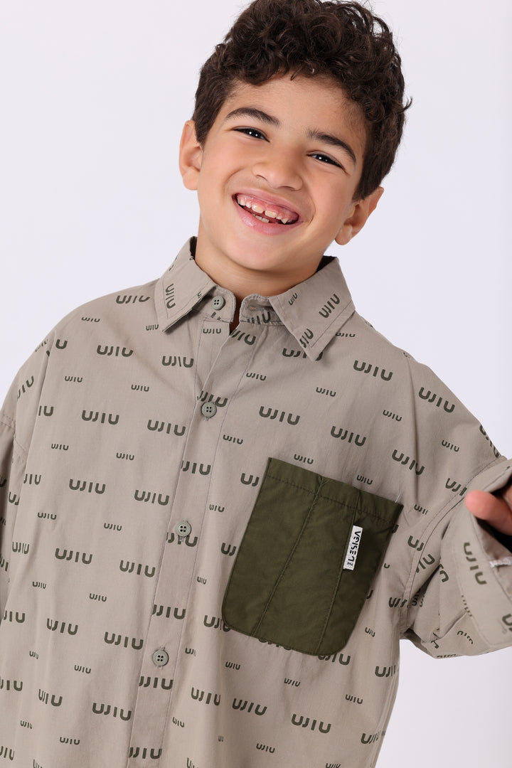 Trendy Monogram Motif Button-Down