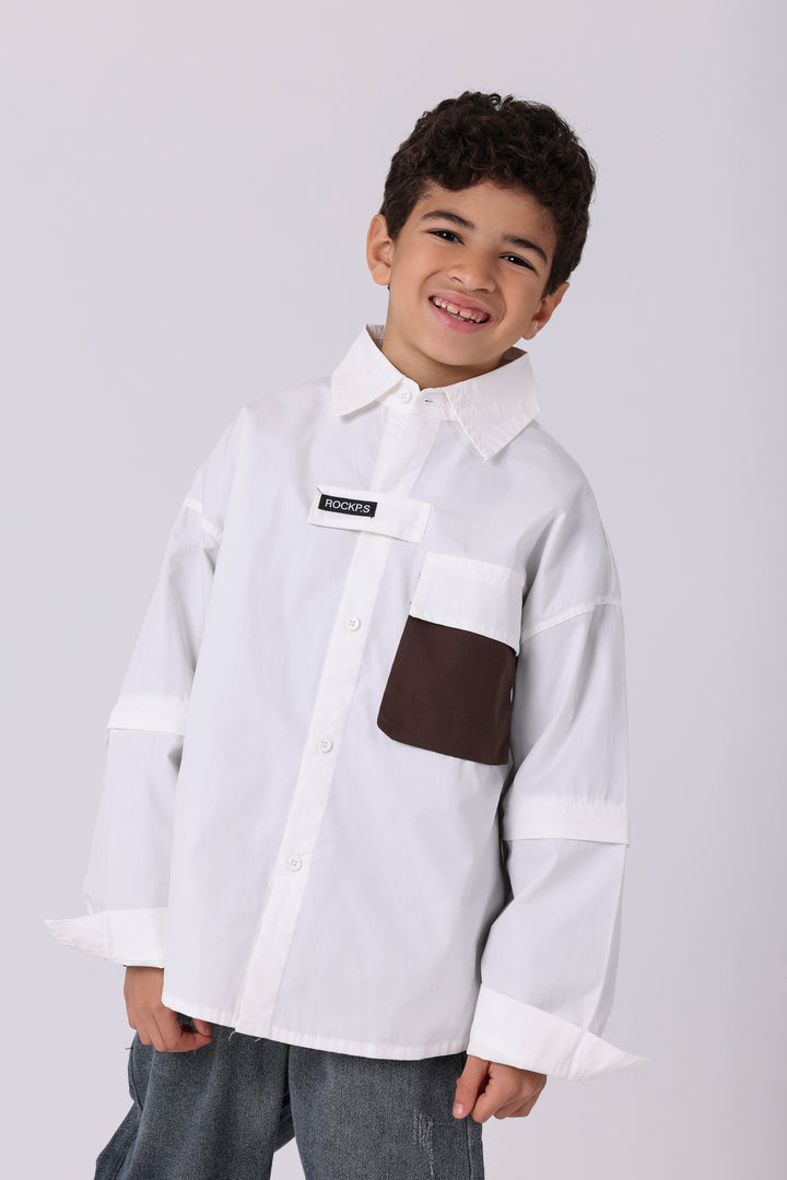 Stylish Dual-Tone Pocket Shirt