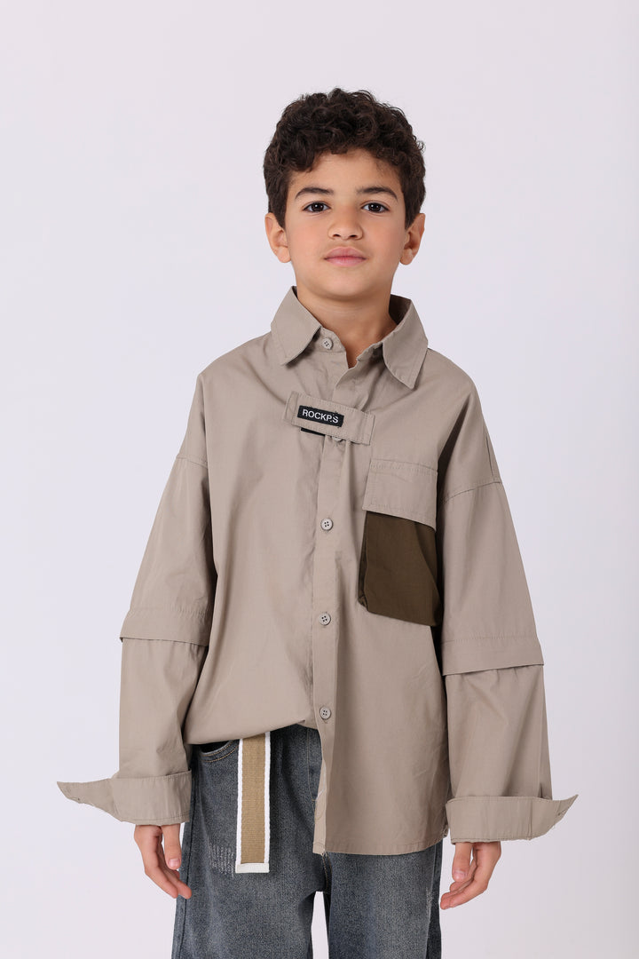 Stylish Dual-Tone Pocket Shirt