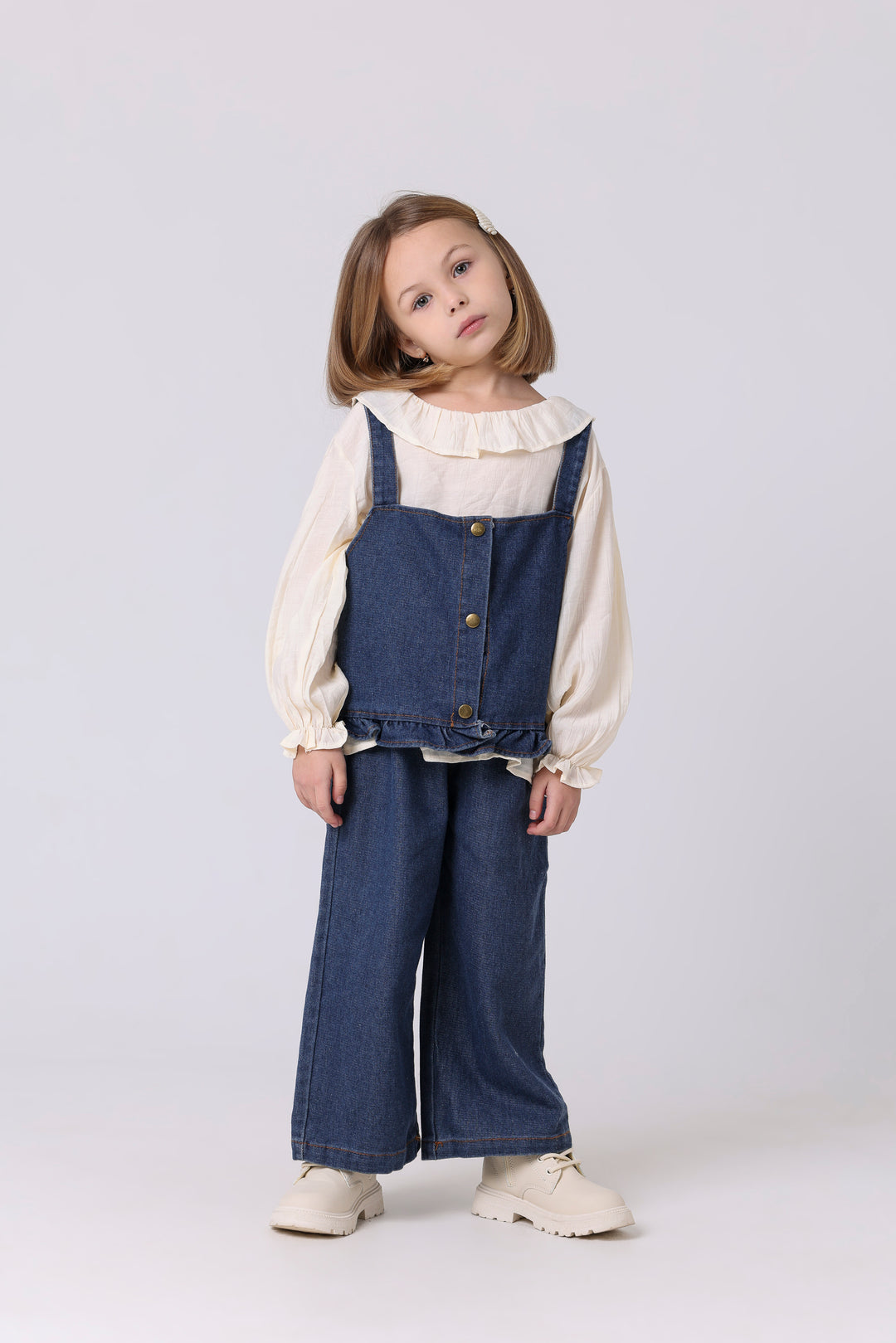 Ruffled Vest &amp; Denim Duo