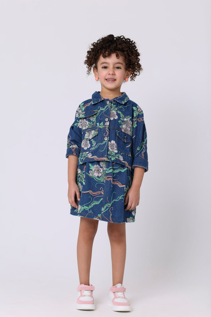 Floral Garden Denim Jacket &amp; Skirt Duo