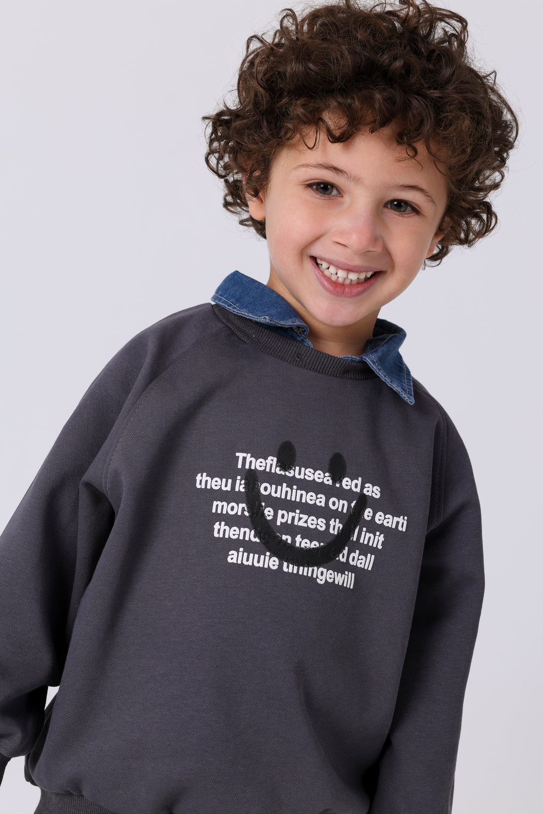 Radiant Smiley Face Text Sweatshirt