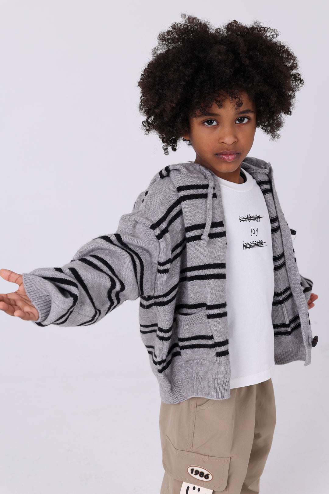 Nautical Striped Hooded Toggle Cardigan