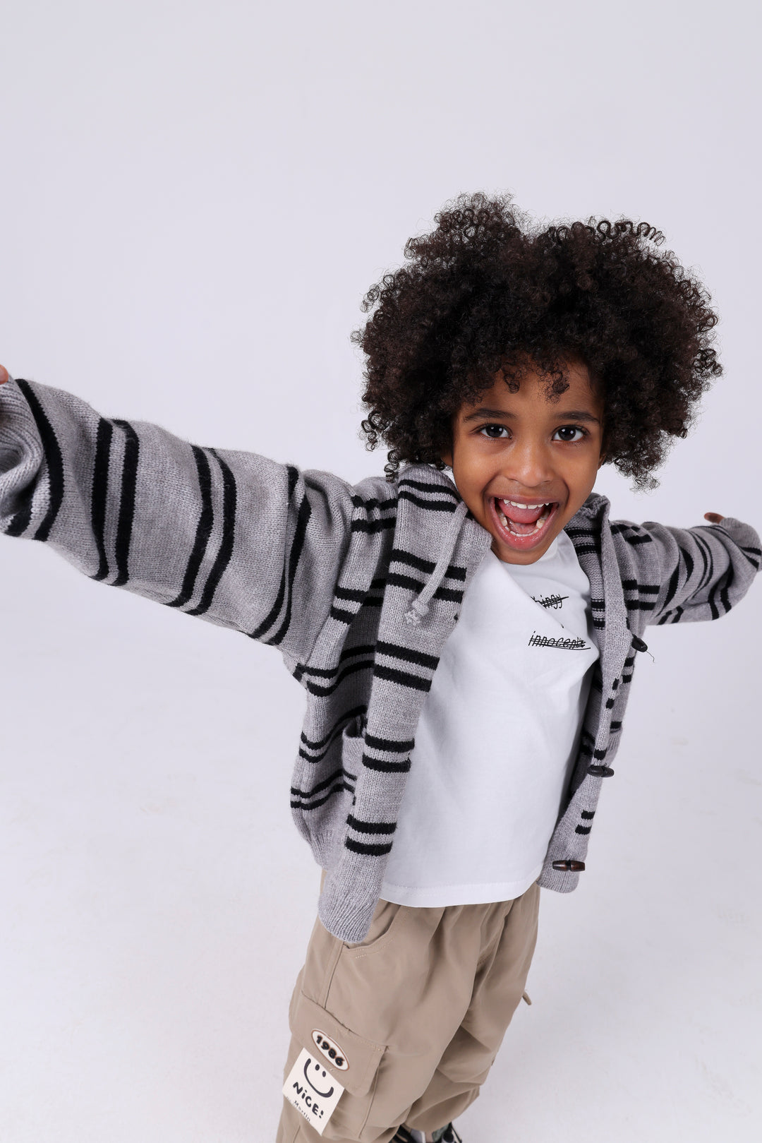 Nautical Striped Hooded Toggle Cardigan