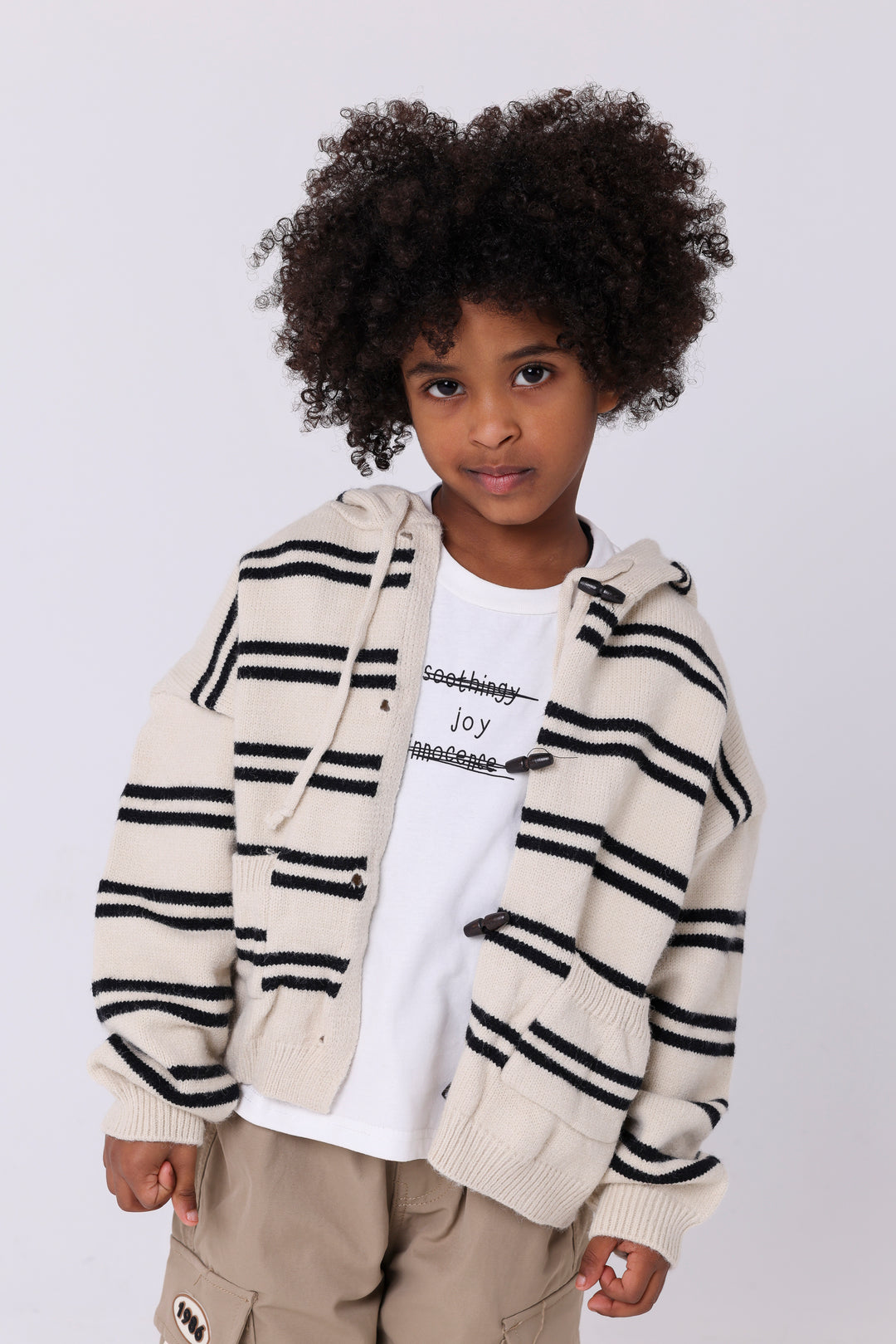 Nautical Striped Hooded Toggle Cardigan