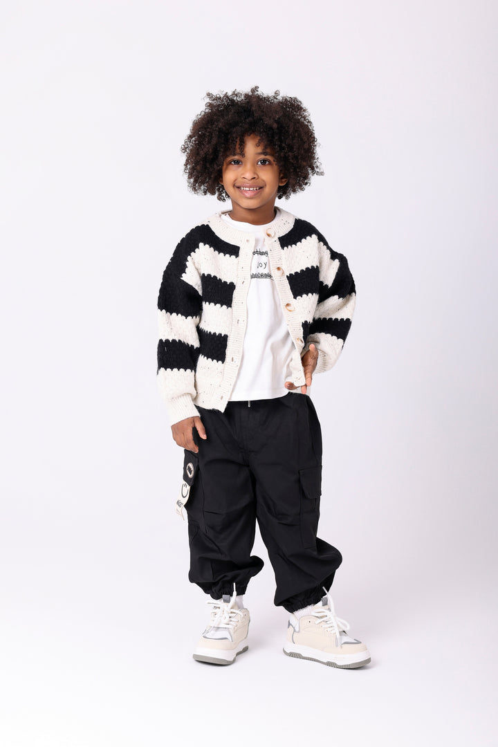 Cozy Speckled Knit Striped Cardigan