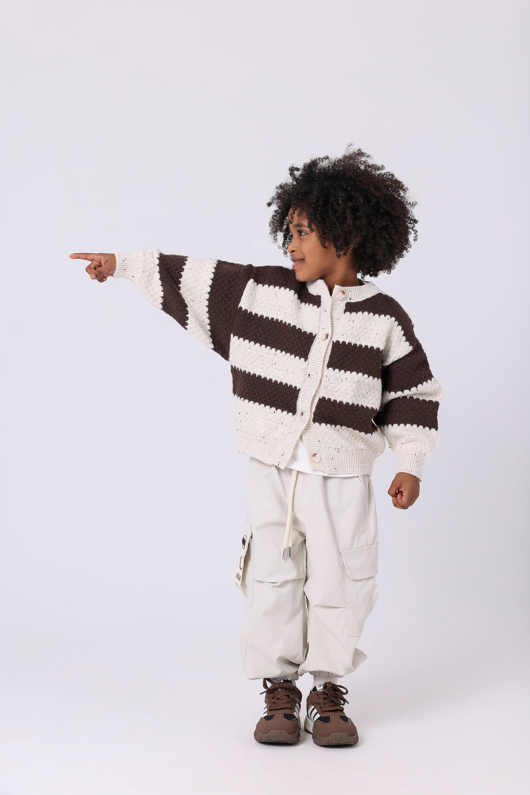 Cozy Speckled Knit Striped Cardigan