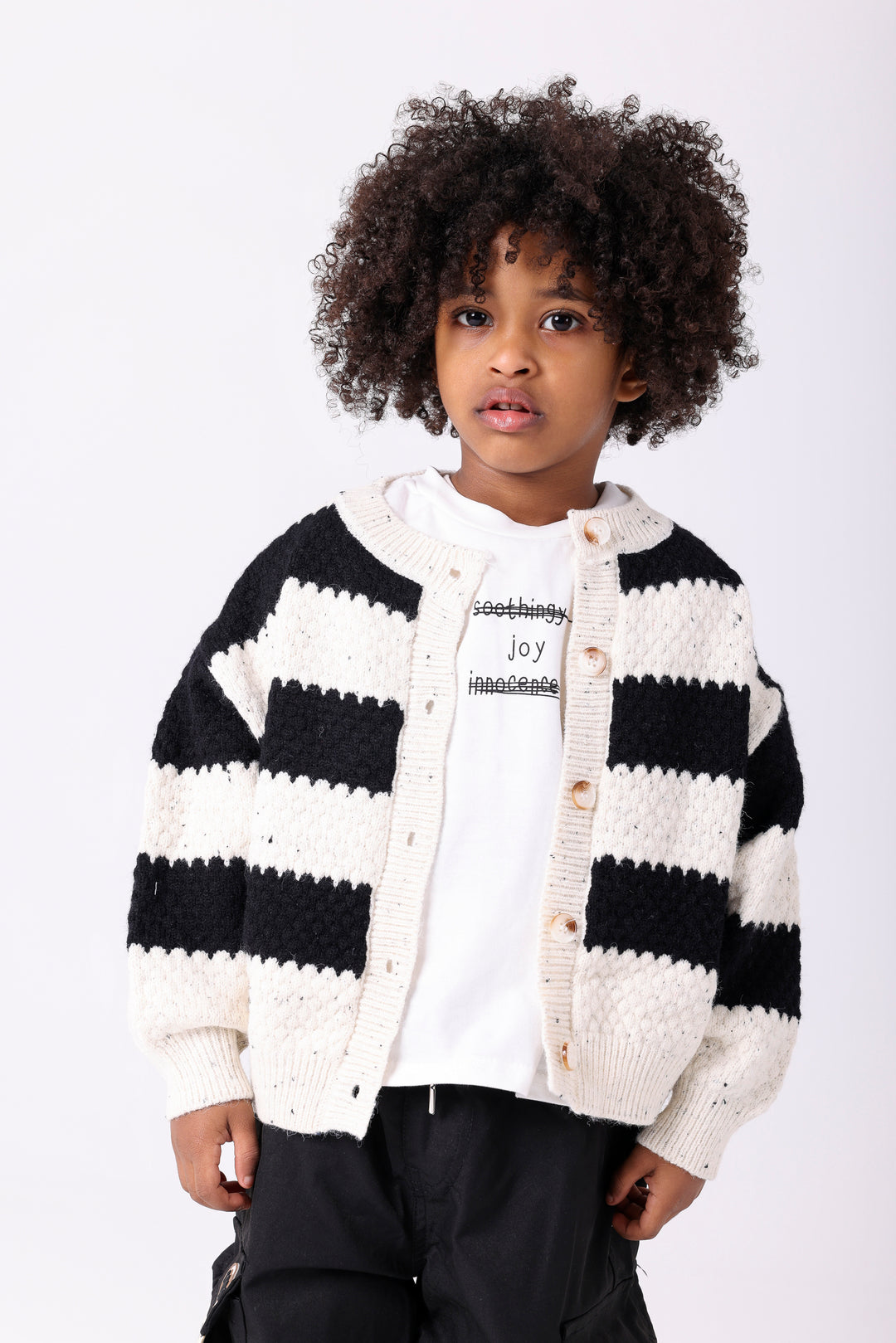 Cozy Speckled Knit Striped Cardigan