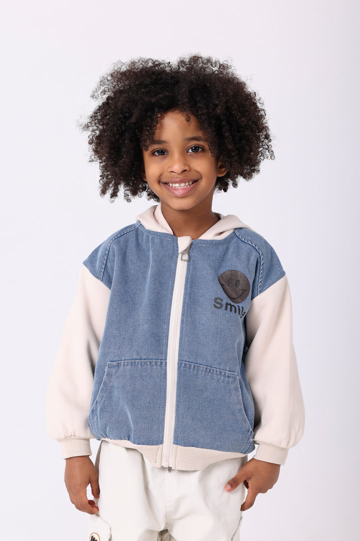 Happy Smile Denim Hooded Jacket