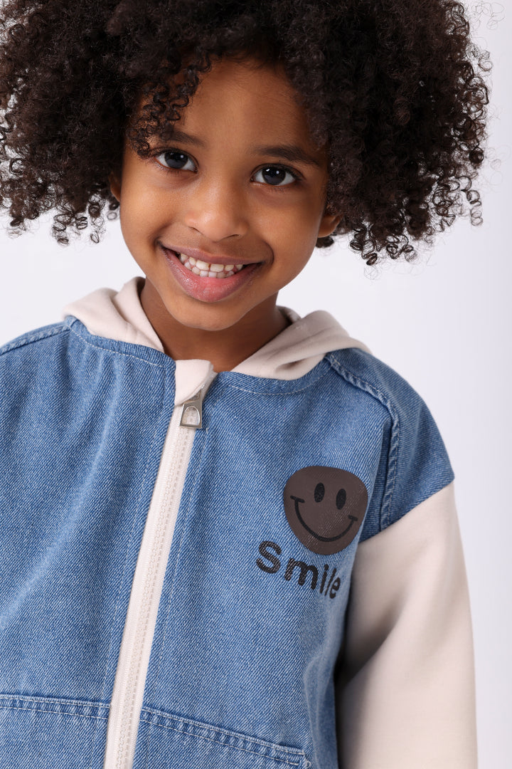 Happy Smile Denim Hooded Jacket