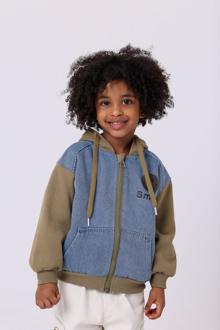Happy Smile Denim Hooded Jacket