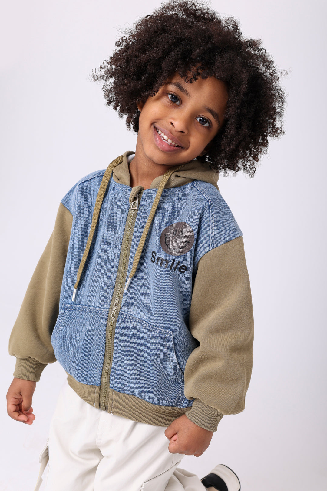 Happy Smile Denim Hooded Jacket