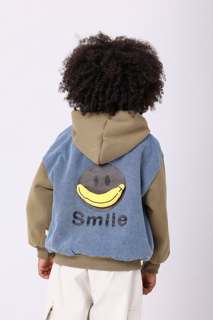 Happy Smile Denim Hooded Jacket